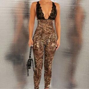 Cheetah lace one piece